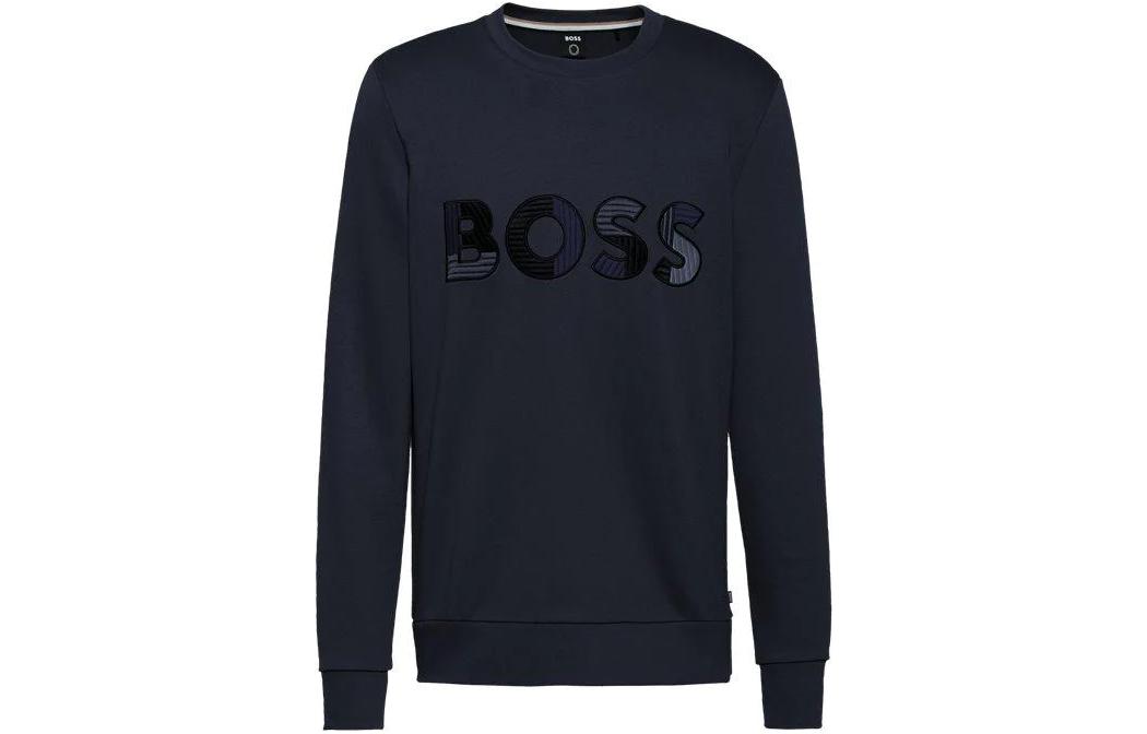 HUGO BOSS SS23 Logo Print Crewneck Long Sleeve Sweatshirt Blue () 50471679