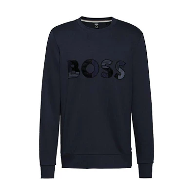HUGO BOSS SS23 Logo Print Crewneck Long Sleeve Sweatshirt Blue () 50471679
