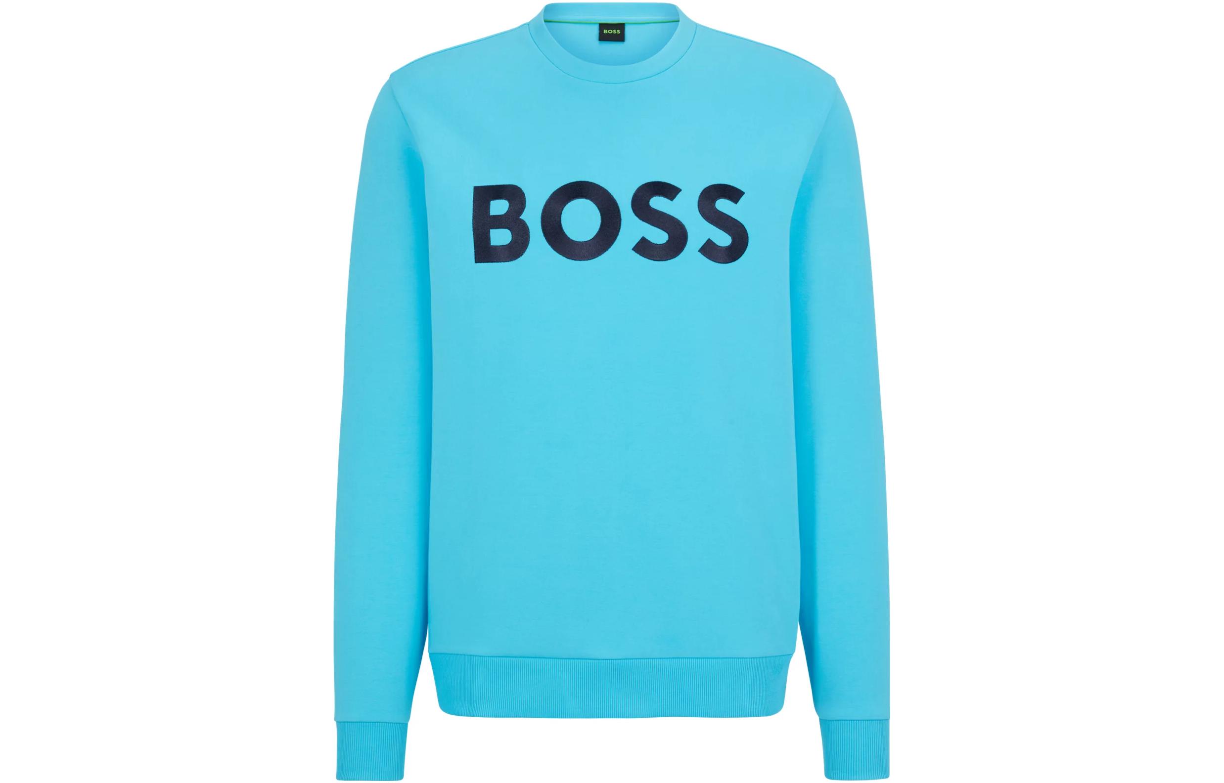 HUGO BOSS SS23 Logo Print Crewneck Sweatshirt Light Blue 50482898-497