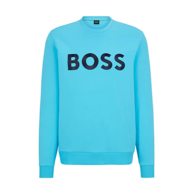 HUGO BOSS SS23 Logo Print Crewneck Sweatshirt Light Blue 50482898-497