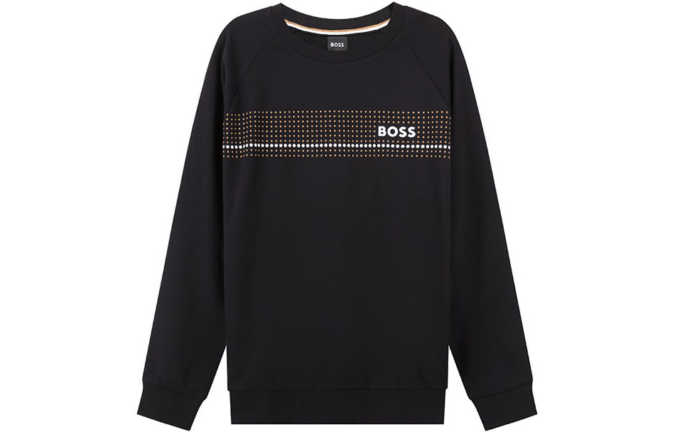 HUGO BOSS SS23 Logo Print Crewneck Sweatshirt Mens Black 50485952-001