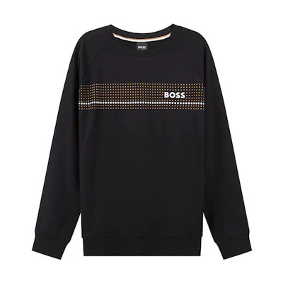 HUGO BOSS SS23 Logo Print Crewneck Sweatshirt Mens Black 50485952-001