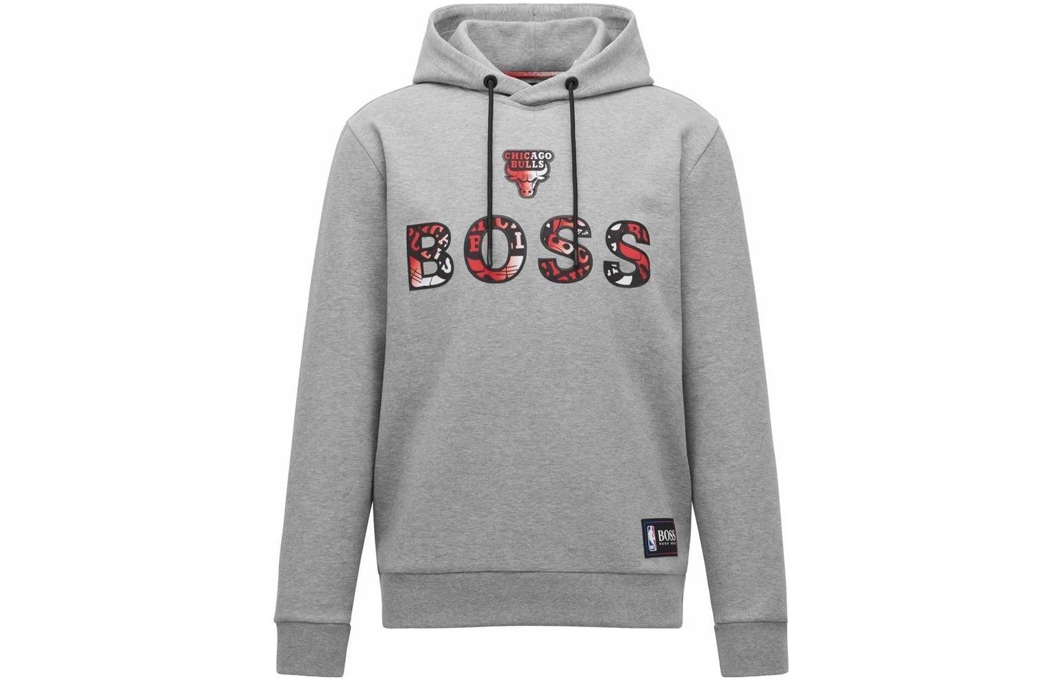 HUGO BOSS SS23 Logo Print Drawstring Hoodie Men’s Grey 50461971-036