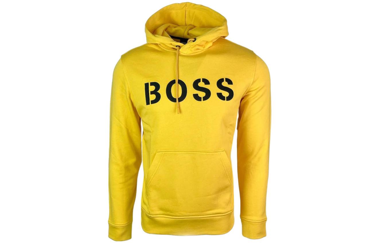 HUGO BOSS SS23 Logo Print Pullover Sweatshirt Yellow () 50462542-722