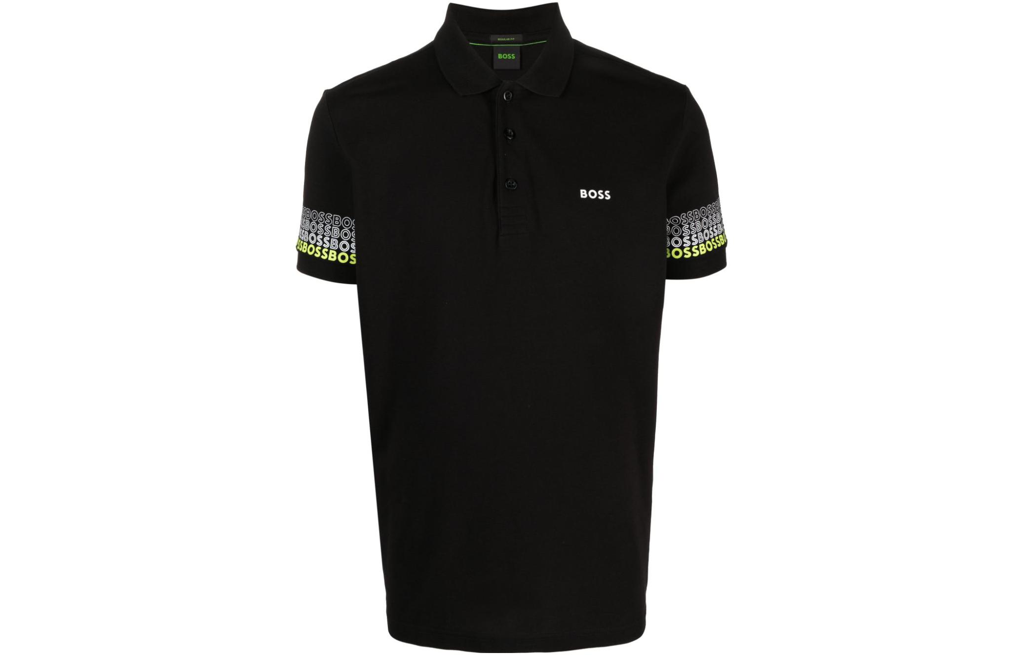 HUGO BOSS SS23 Logo Print Short Sleeve Polo Shirt Men’s Black 50488293-001