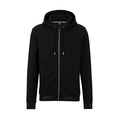 HUGO BOSS SS23 Logo Print Zip-Up Hoodie Jacket Black - 50481761-001
