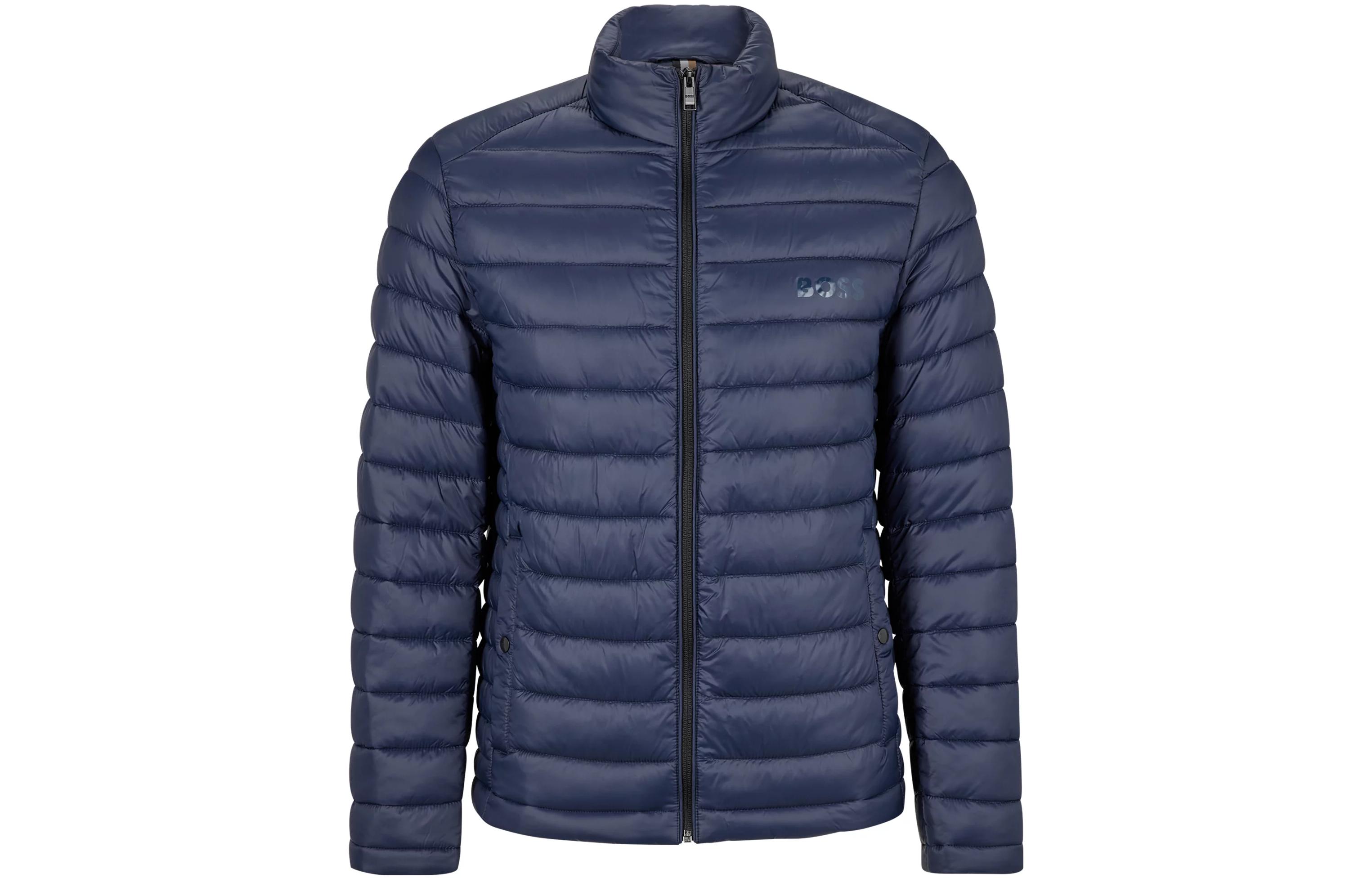 HUGO BOSS SS23 Logo Print Zip-Up Jacket Navy Blue - Long Sleeve 50481548-404