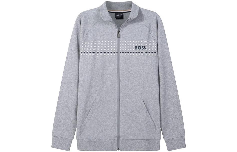 HUGO BOSS SS23 Logo Print Zip-Up Sweatshirt Gray 50485945-033