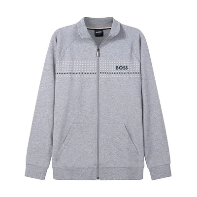 HUGO BOSS SS23 Logo Print Zip-Up Sweatshirt Gray 50485945-033