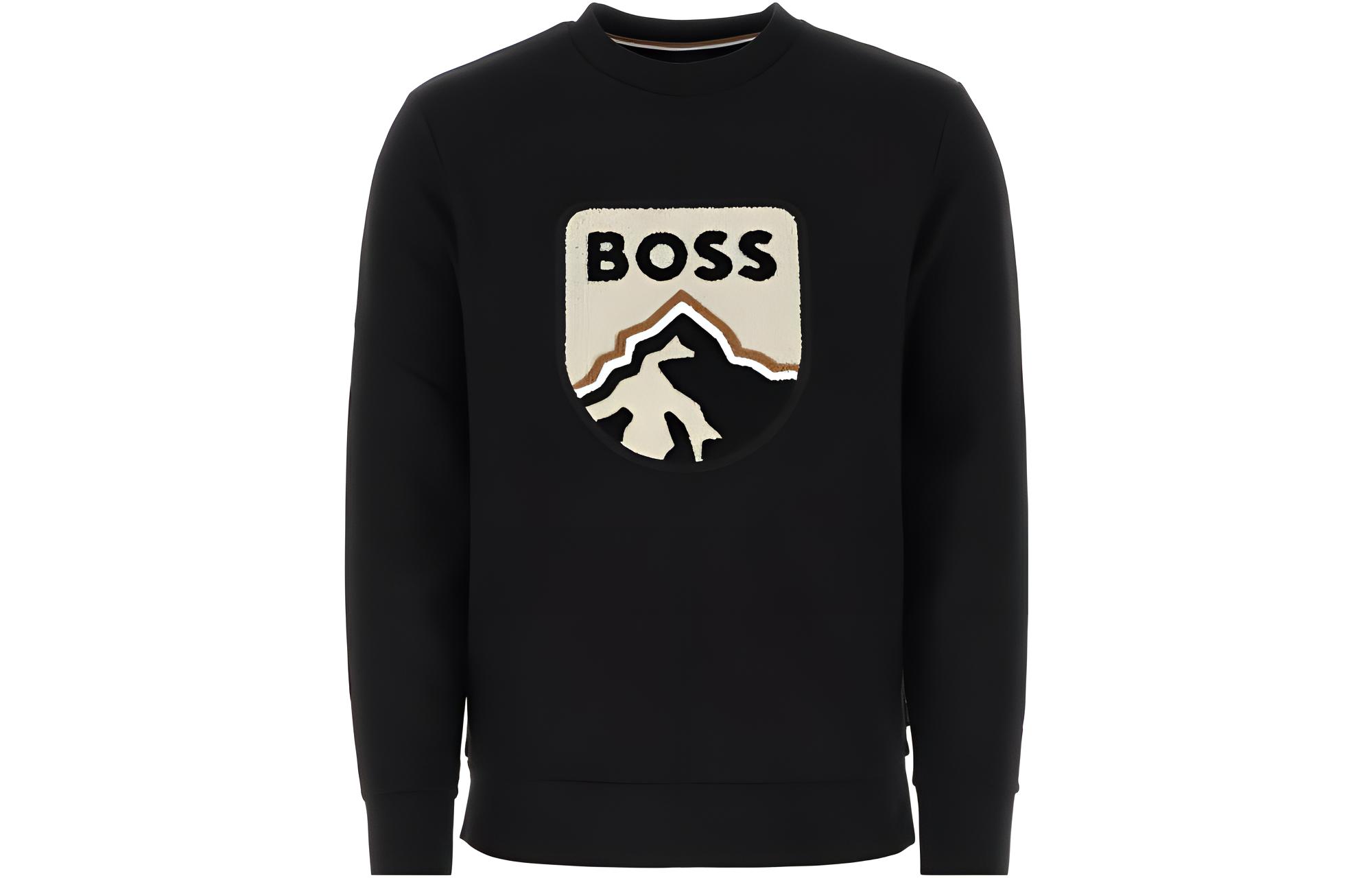 HUGO BOSS SS23 Logo Pullover Sweatshirt Men’s Black Long Sleeve 50476984-001
