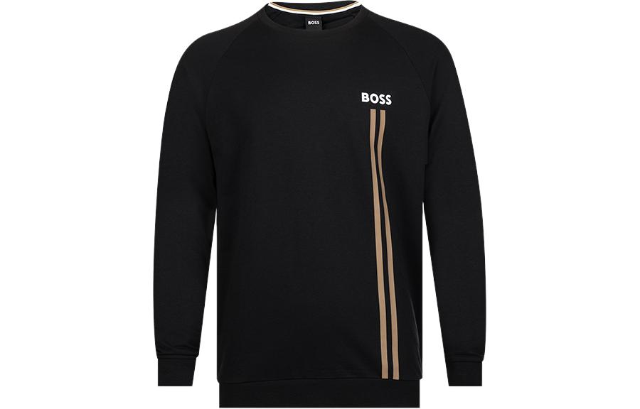 HUGO BOSS SS23 Logo Stripe Print Crewneck Sweatshirt Black 50490854-001