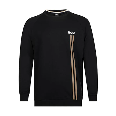 HUGO BOSS SS23 Logo Stripe Print Crewneck Sweatshirt Black 50490854-001