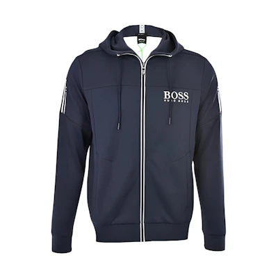 HUGO BOSS SS23 Logo Zip-Up Hoodie Jacket in Navy Blue 50387166-410