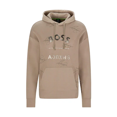 HUGO BOSS SS23 Mens Brown Hoodie with Logo Letter Print 50476428-334