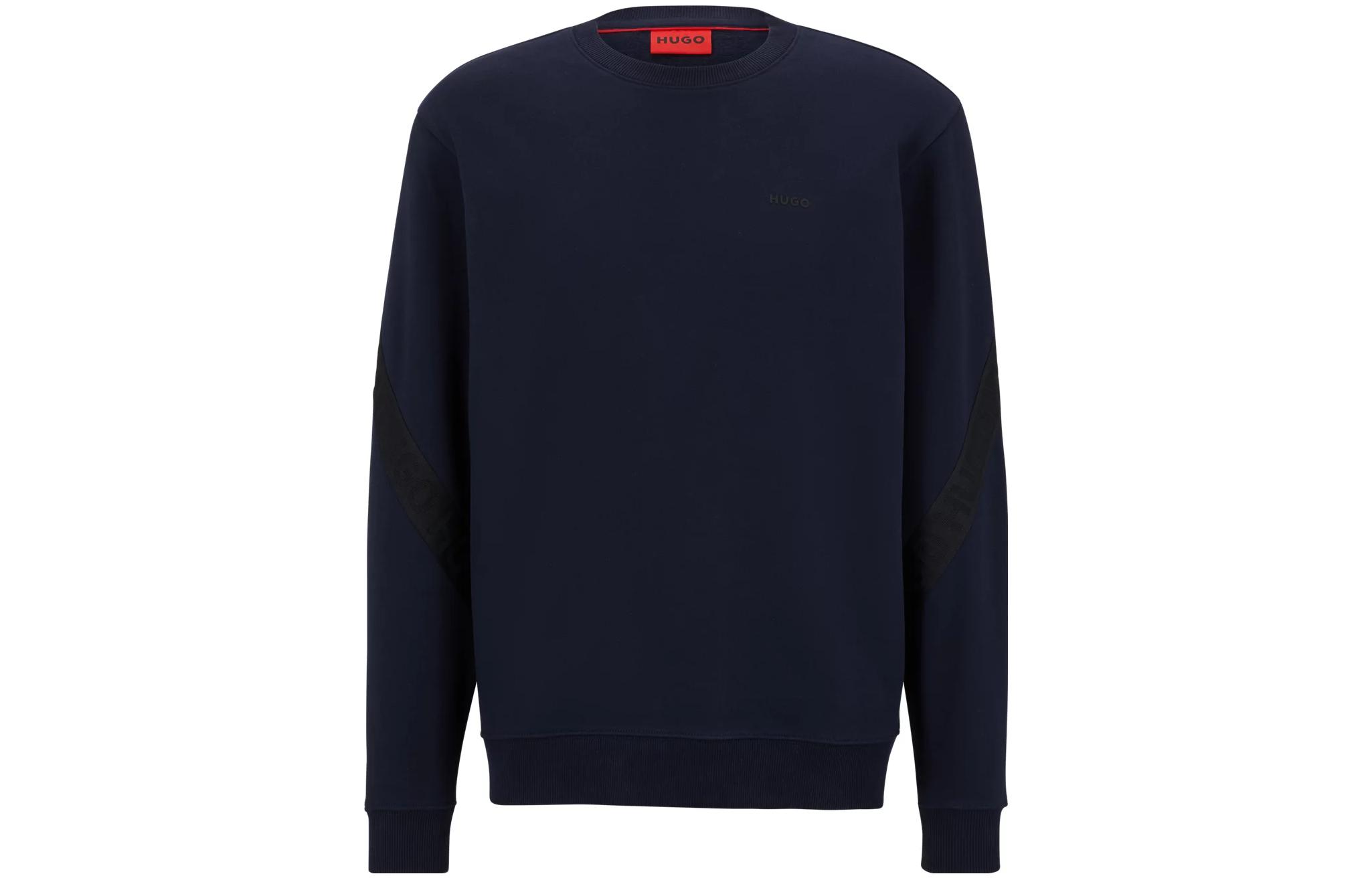 HUGO BOSS SS23 Navy Blue Crewneck Sweatshirt with Logo Print 50475342-405