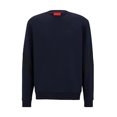 HUGO BOSS SS23 Navy Blue Crewneck Sweatshirt with Logo Print 50475342-405
