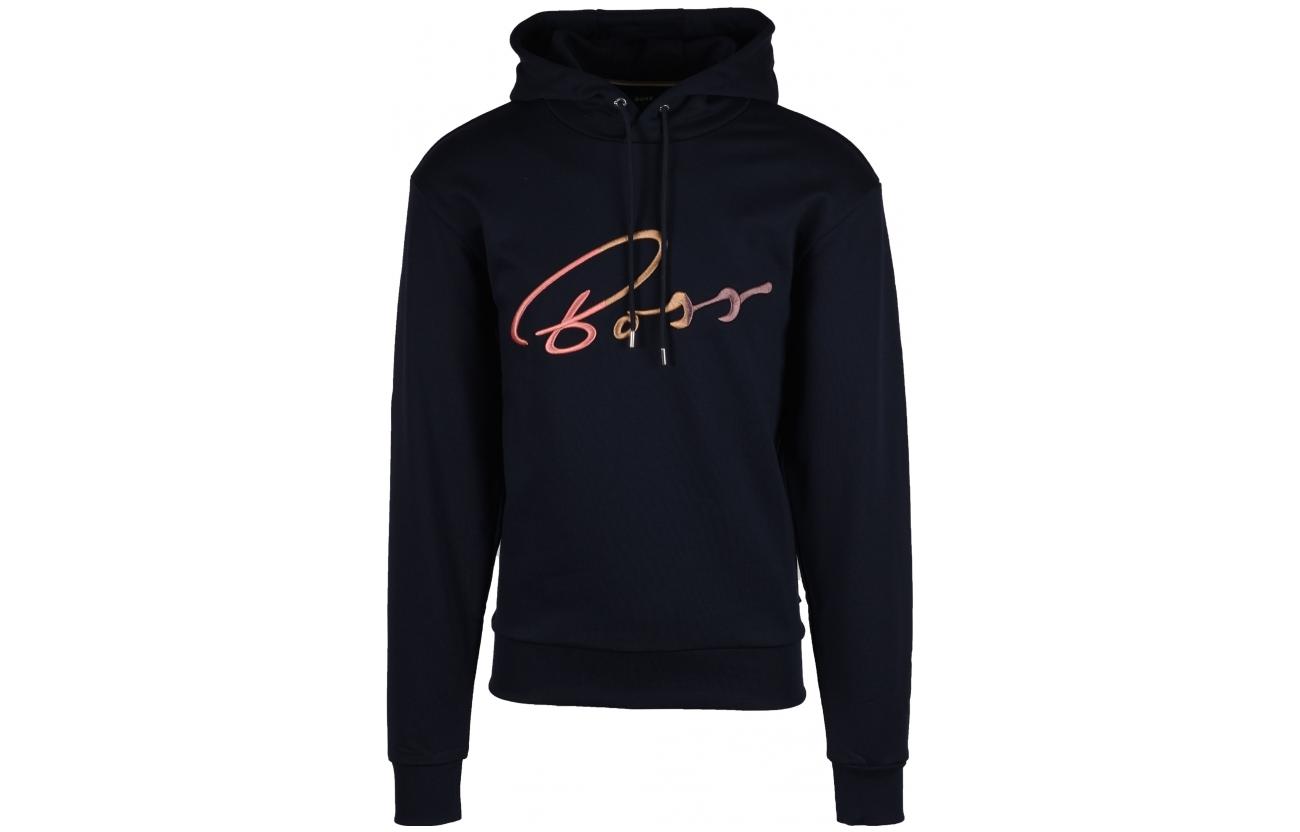 HUGO BOSS SS23 Navy Blue Pullover Sweatshirt with Letter Embroidery - 50467151-404