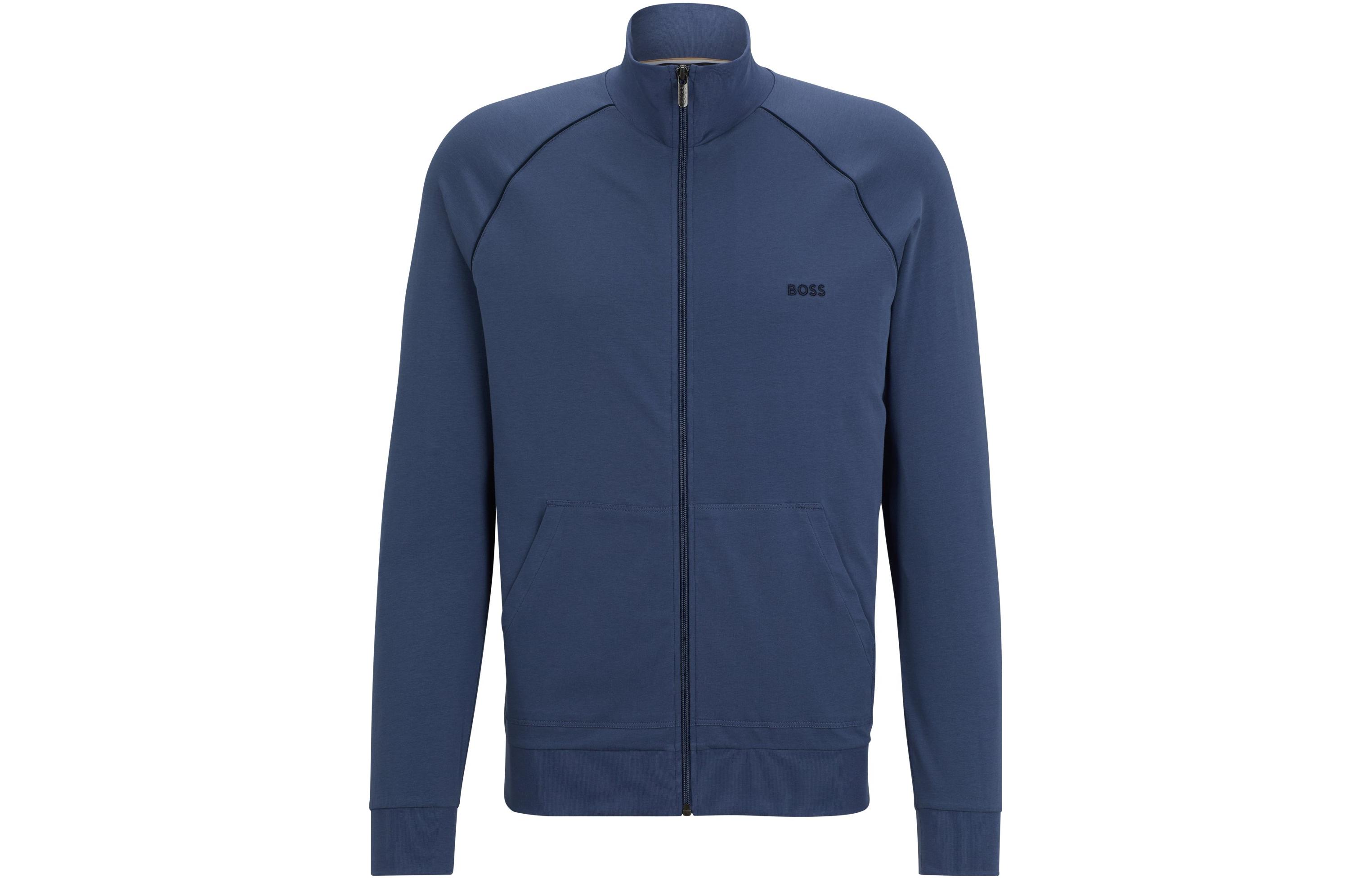 HUGO BOSS SS23 Navy Blue Stand Collar Zip-Up Casual Jacket for Men 50469596-475