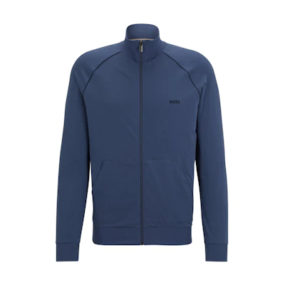 HUGO BOSS SS23 Navy Blue Stand Collar Zip-Up Casual Jacket for Men 50469596-475