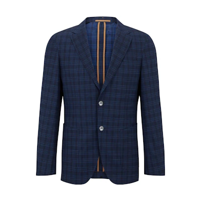 HUGO BOSS SS23 Navy Checkered Comfortable Long-Sleeve Jacket 50490205-404