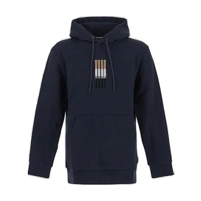 HUGO BOSS SS23 Navy Hoodie with Logo Embroidery and Drawstring 50481751-404