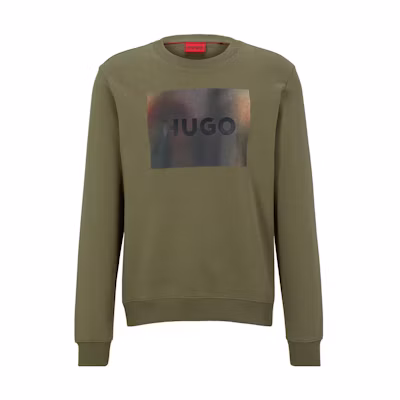 HUGO BOSS SS23 Olive Green Crewneck Sweatshirt with BOGO Print 50488906-345