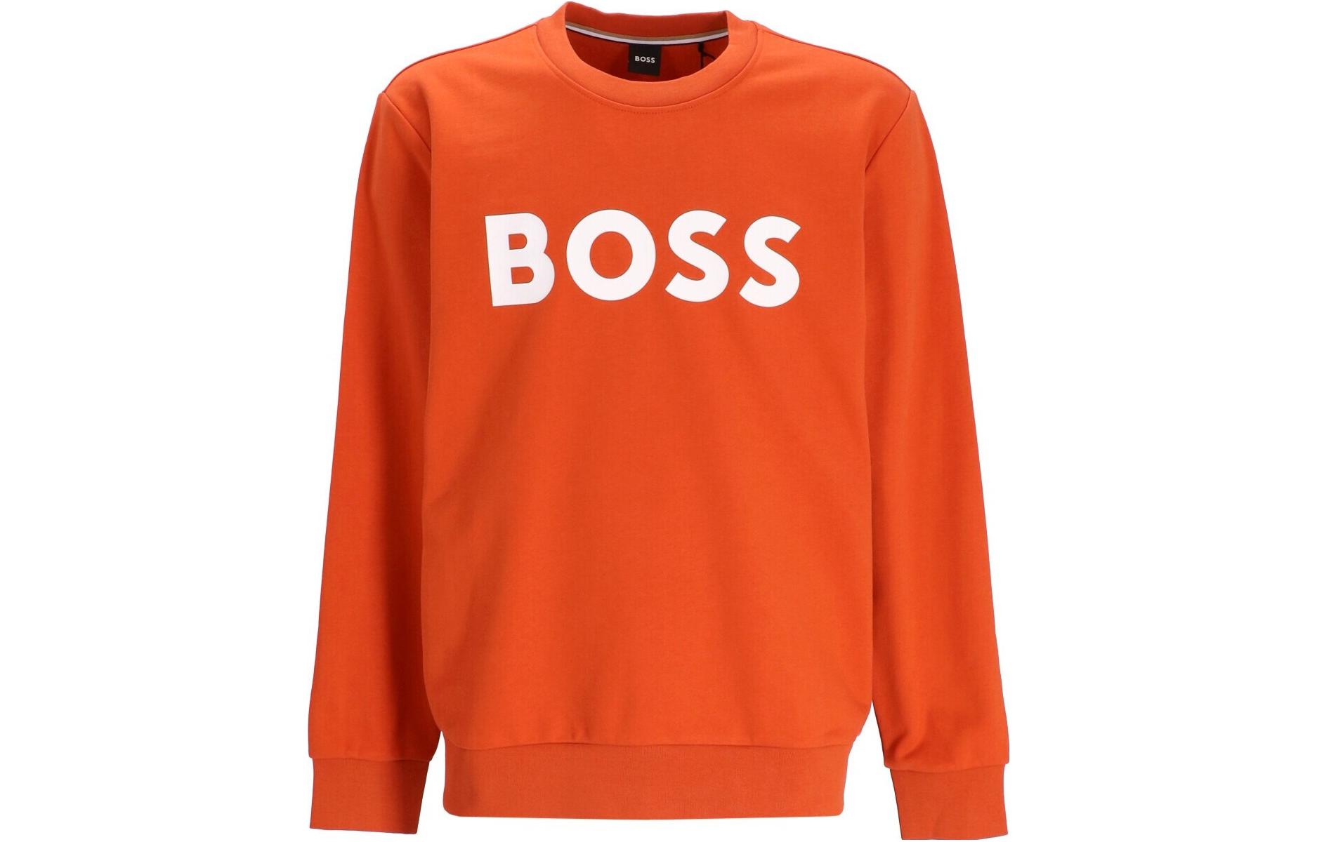 HUGO BOSS SS23 Orange Crewneck Sweatshirt with Letter Print Design 50496642-801