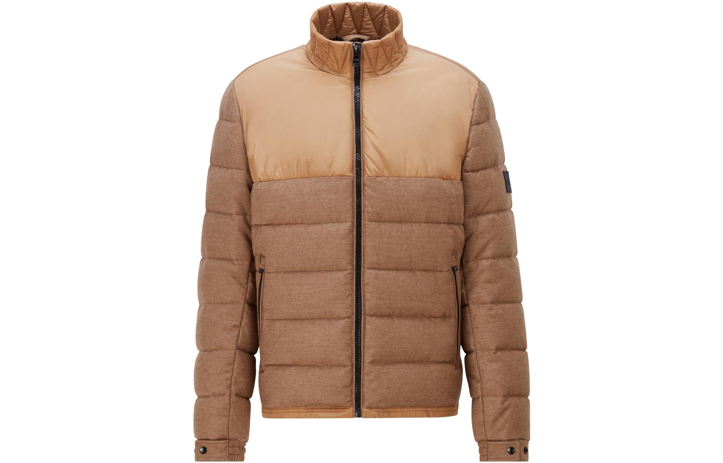 HUGO BOSS SS23 Patch Logo Padded Casual Jacket for Men - Light Brown 50459578-262