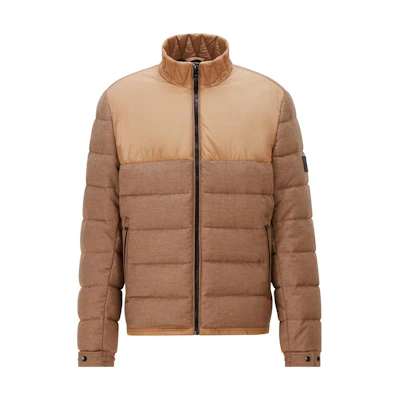HUGO BOSS SS23 Patch Logo Padded Casual Jacket for Men - Light Brown 50459578-262