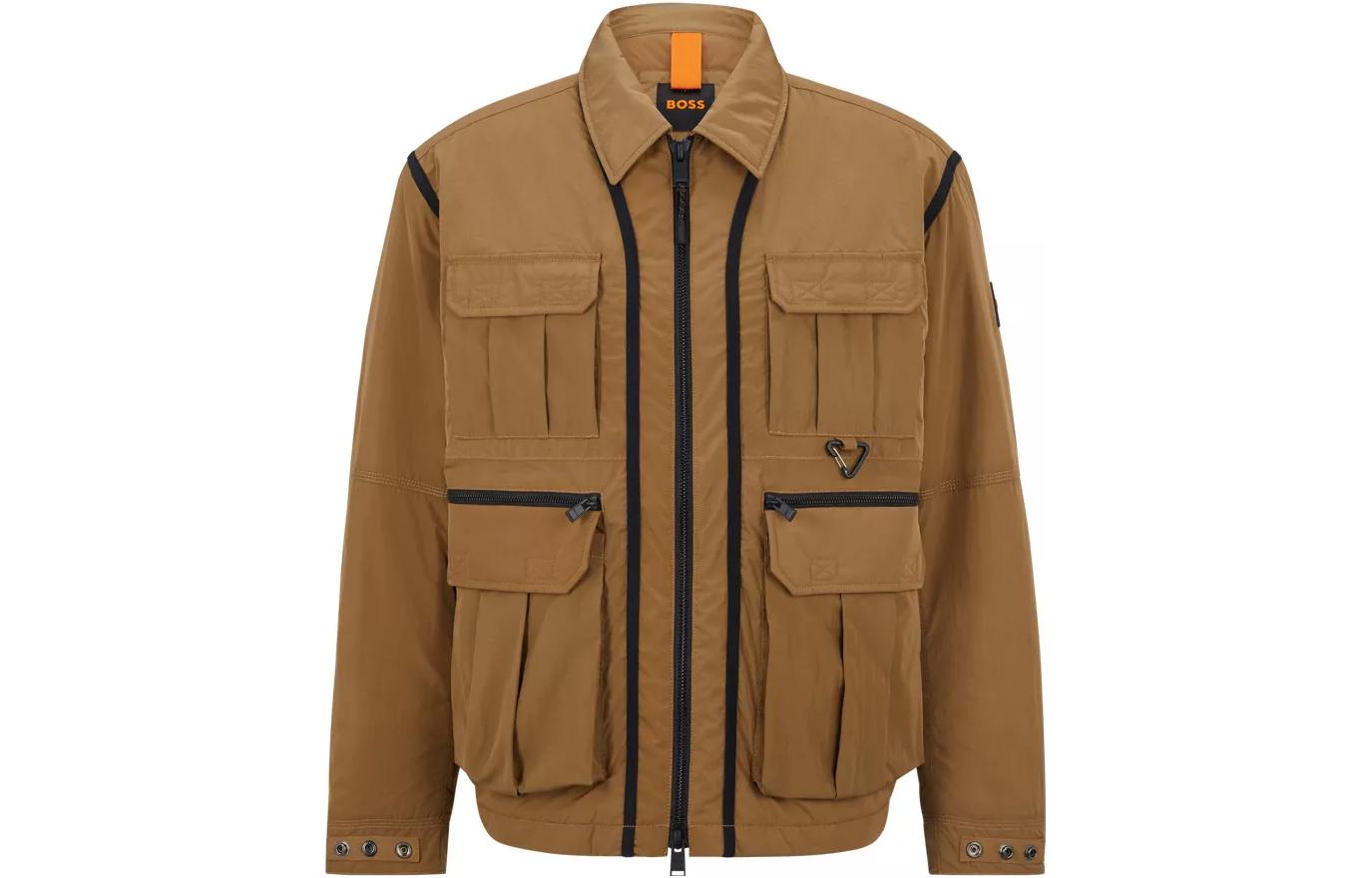 HUGO BOSS SS23 Plain Zip-Up Long-Sleeve Jacket Light Tan 50483888-280