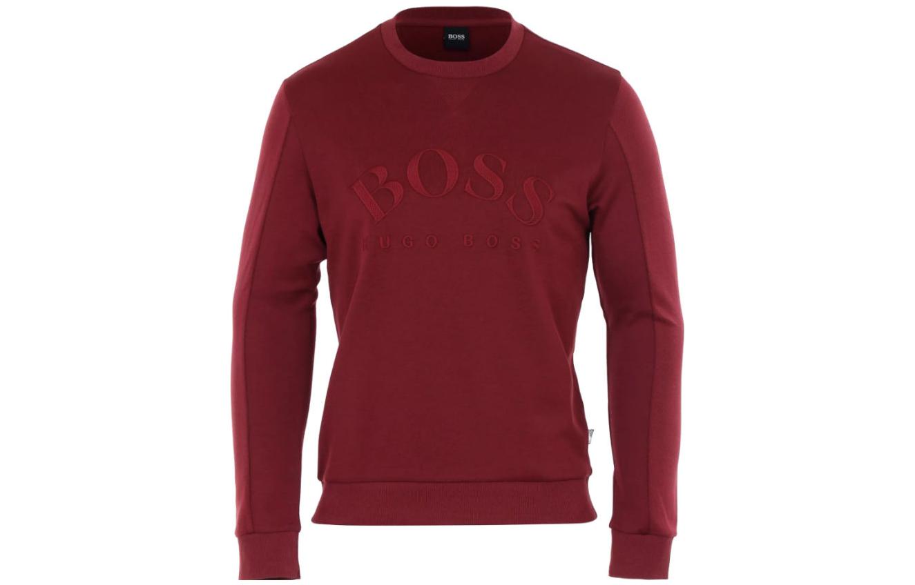 HUGO BOSS SS23 Red Crewneck Sweatshirt with Logo Embroidery 50410278-653