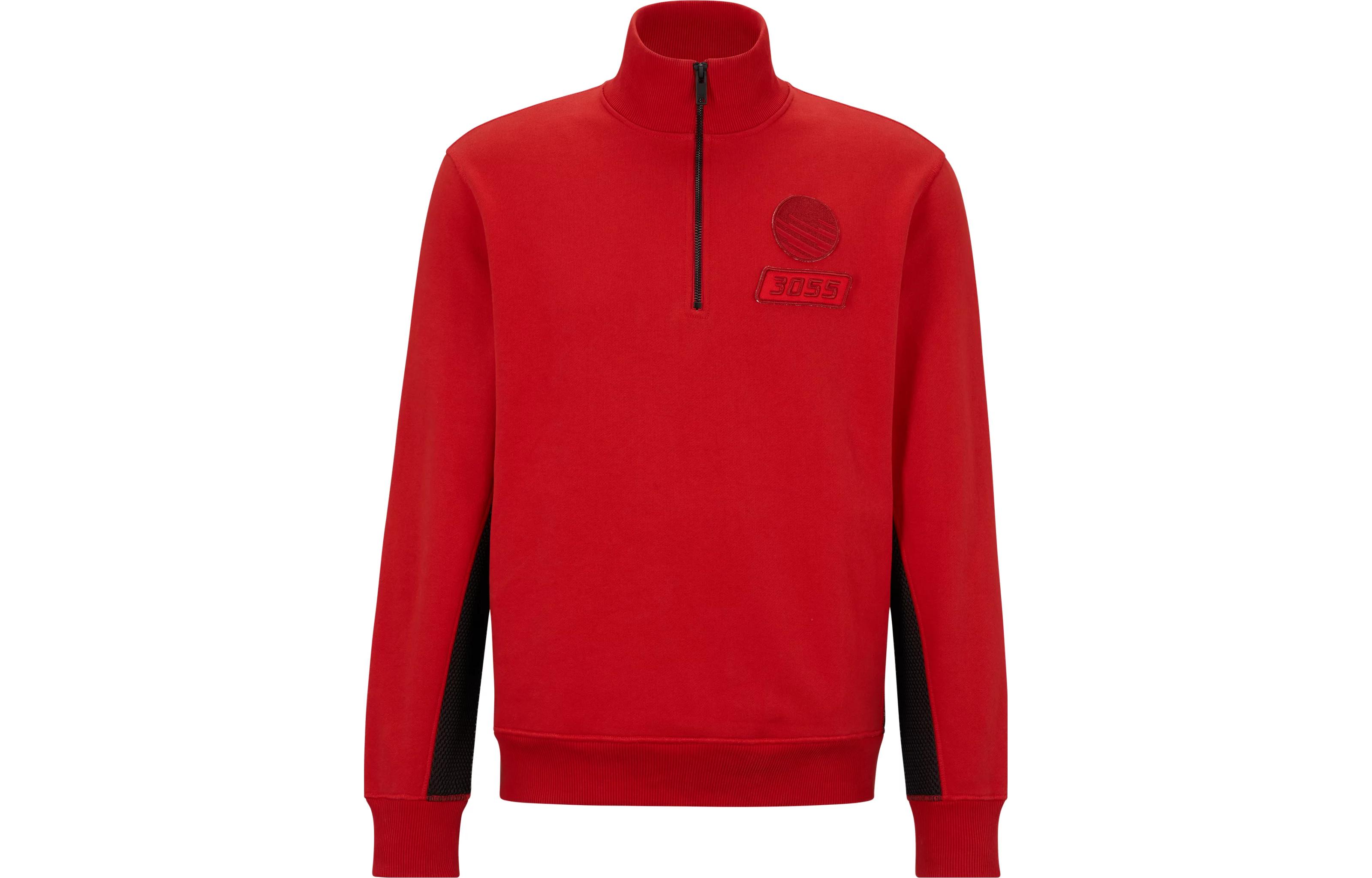 HUGO BOSS SS23 Red Logo Print Stand Collar Long Sleeve Sweatshirt 50493968-624