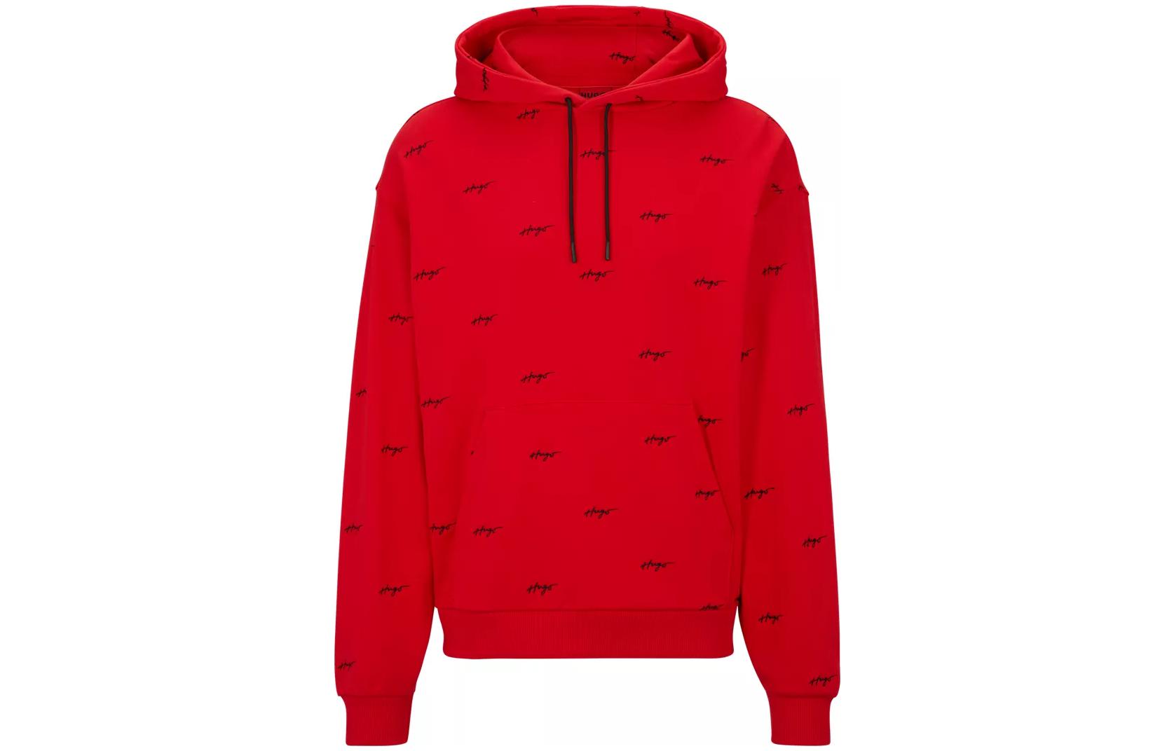 HUGO BOSS SS23 Red Loose-Fit Hoodie with Embroidered Logo 50486459-693