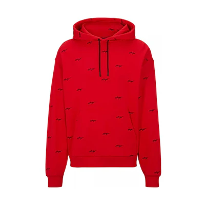HUGO BOSS SS23 Red Loose-Fit Hoodie with Embroidered Logo 50486459-693