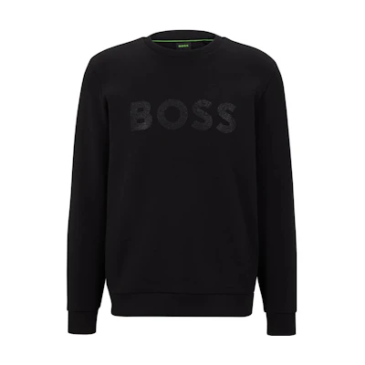 HUGO BOSS SS23 Rhinestone Logo Embroidered Crewneck Sweatshirt Black () 50490879-001