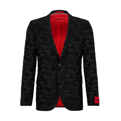 HUGO BOSS SS23 Slim-Fit Buttoned Jacket Black 50485846-001