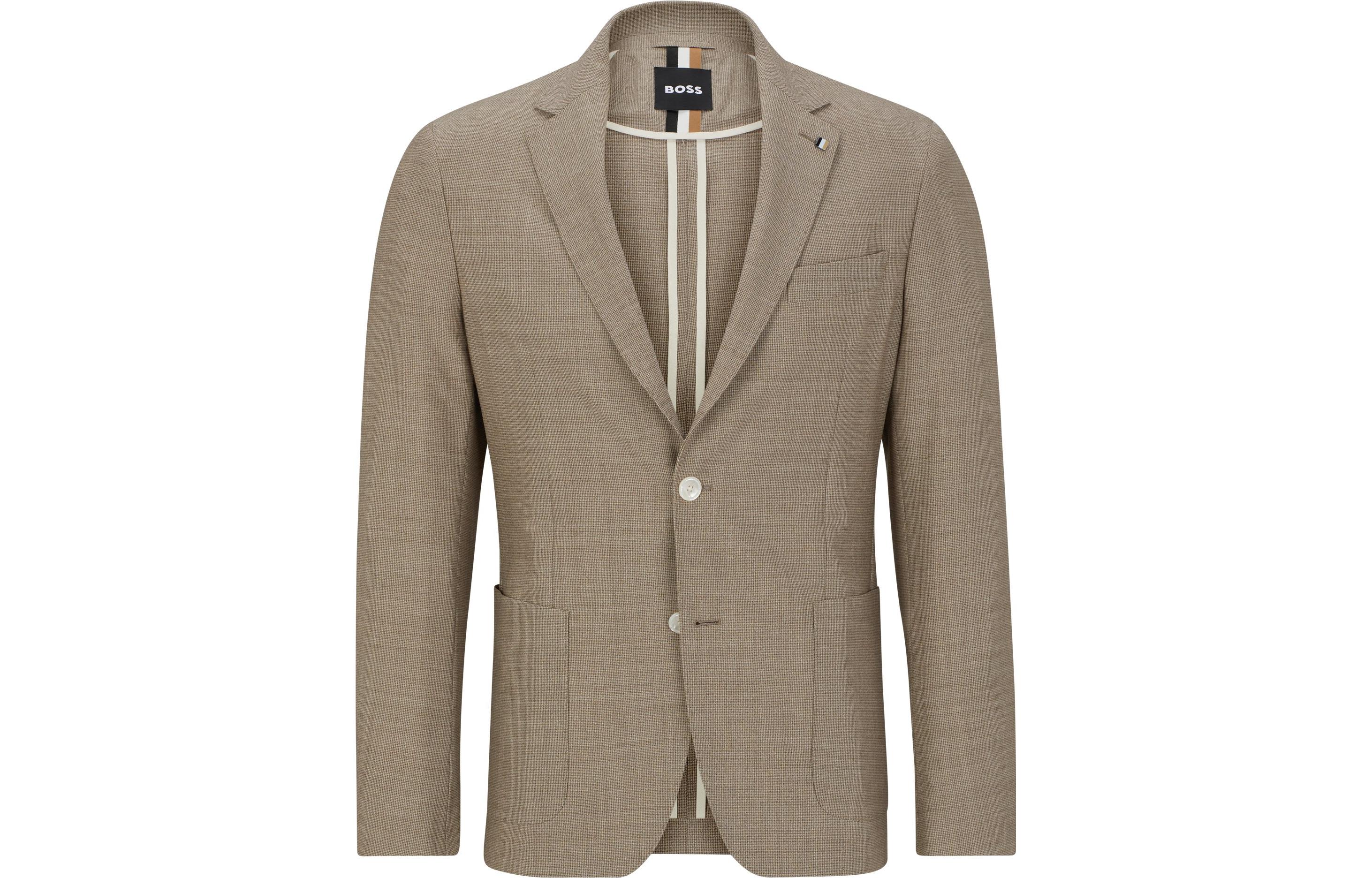 HUGO BOSS SS23 Slim-Fit Notched Lapel Beige Blazer Jacket 50491032-271