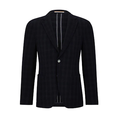 HUGO BOSS SS23 Slim-Fit Wool-Blend Jacket Dark Blue 50484840-404