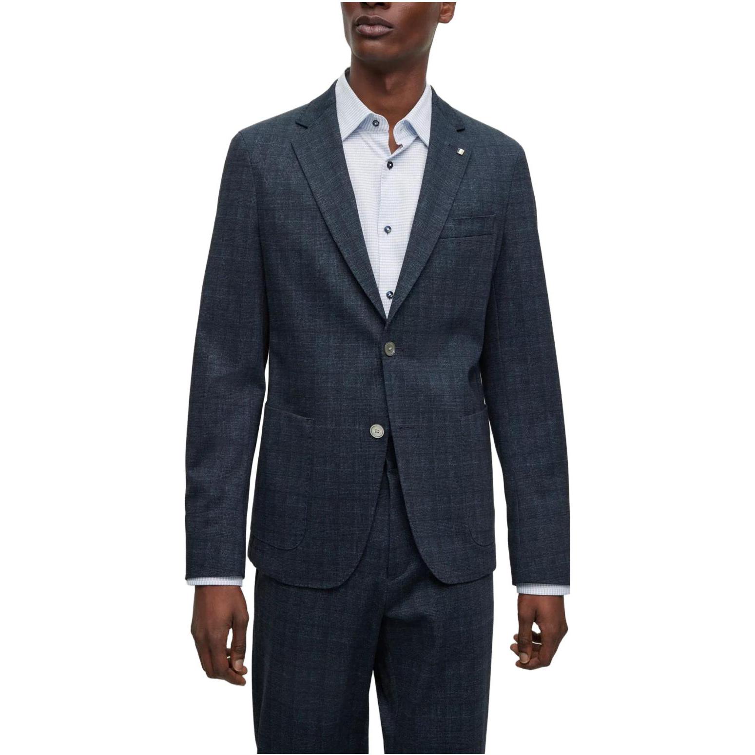 HUGO BOSS SS23 Slim Fit Plaid Long Sleeve Blazer Navy Blue - . 50484777-404 圖 3