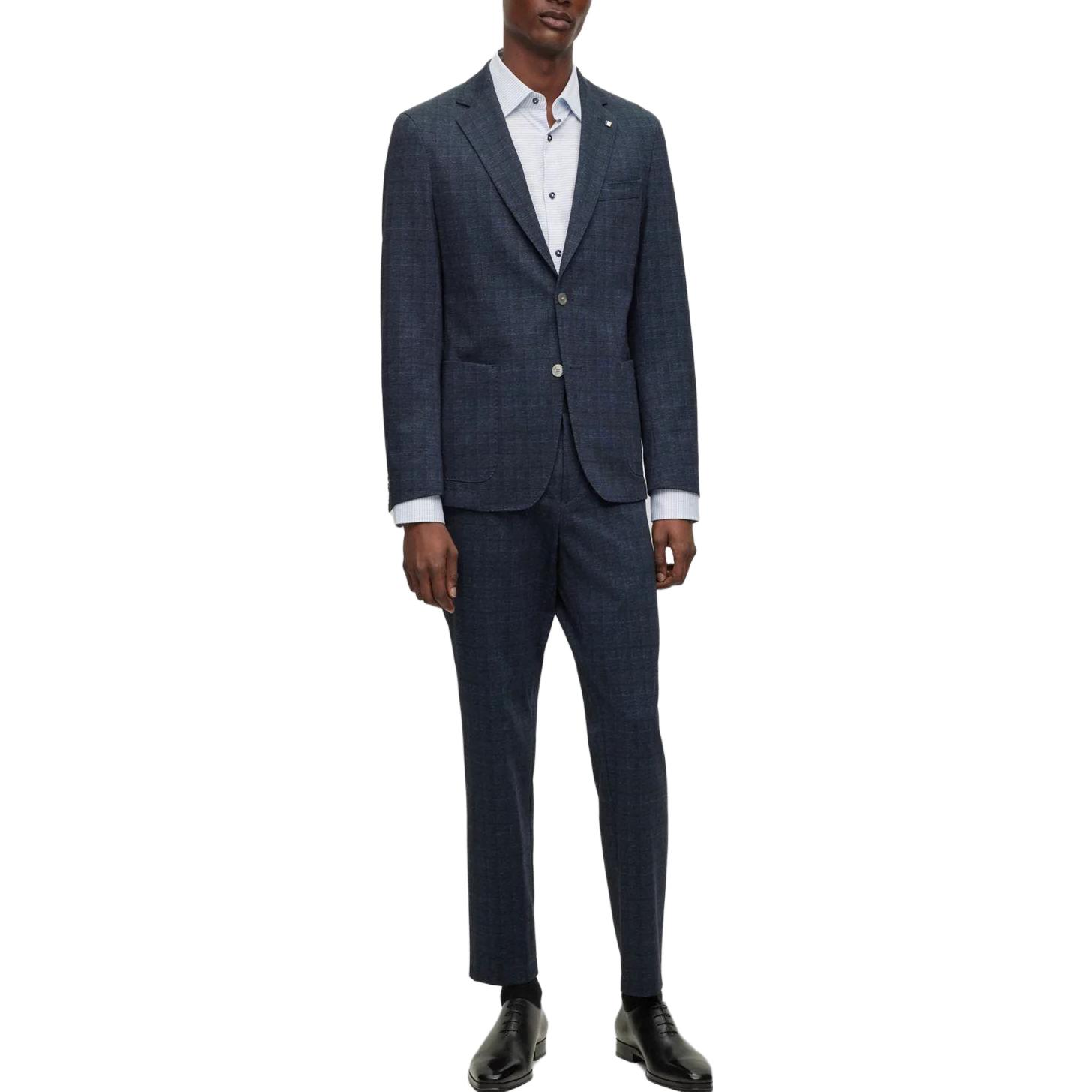 HUGO BOSS SS23 Slim Fit Plaid Long Sleeve Blazer Navy Blue - . 50484777-404 圖 4