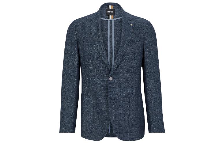 HUGO BOSS SS23 Slim Fit Single-Button Long Sleeve Blazer Navy 50488356-404