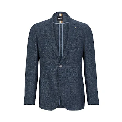 HUGO BOSS SS23 Slim Fit Single-Button Long Sleeve Blazer Navy 50488356-404