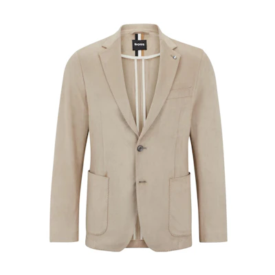 HUGO BOSS SS23 Slim Fit Solid Blazer Jacket - Light Beige 50489419-271