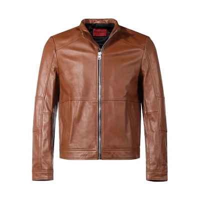 HUGO BOSS SS23 Slim Fit Solid Brown Jacket with Stand Collar 50455293-220