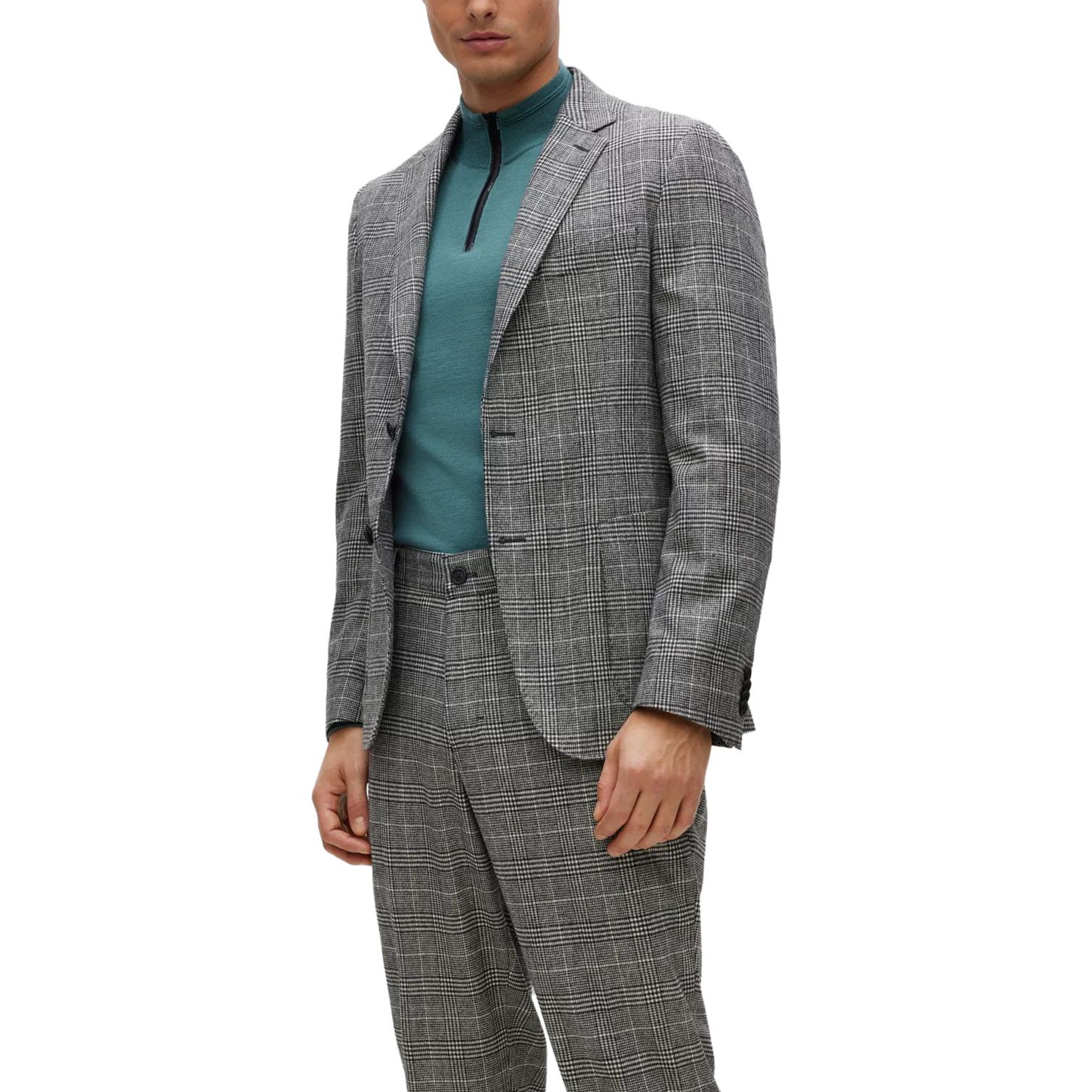 HUGO BOSS SS23 Slim Fit Solid Collar Jacket Grey 50479484-001