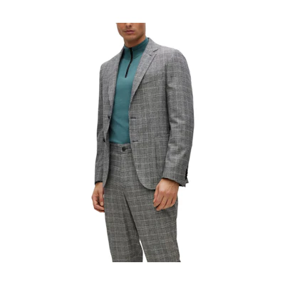 HUGO BOSS SS23 Slim Fit Solid Collar Jacket Grey 50479484-001