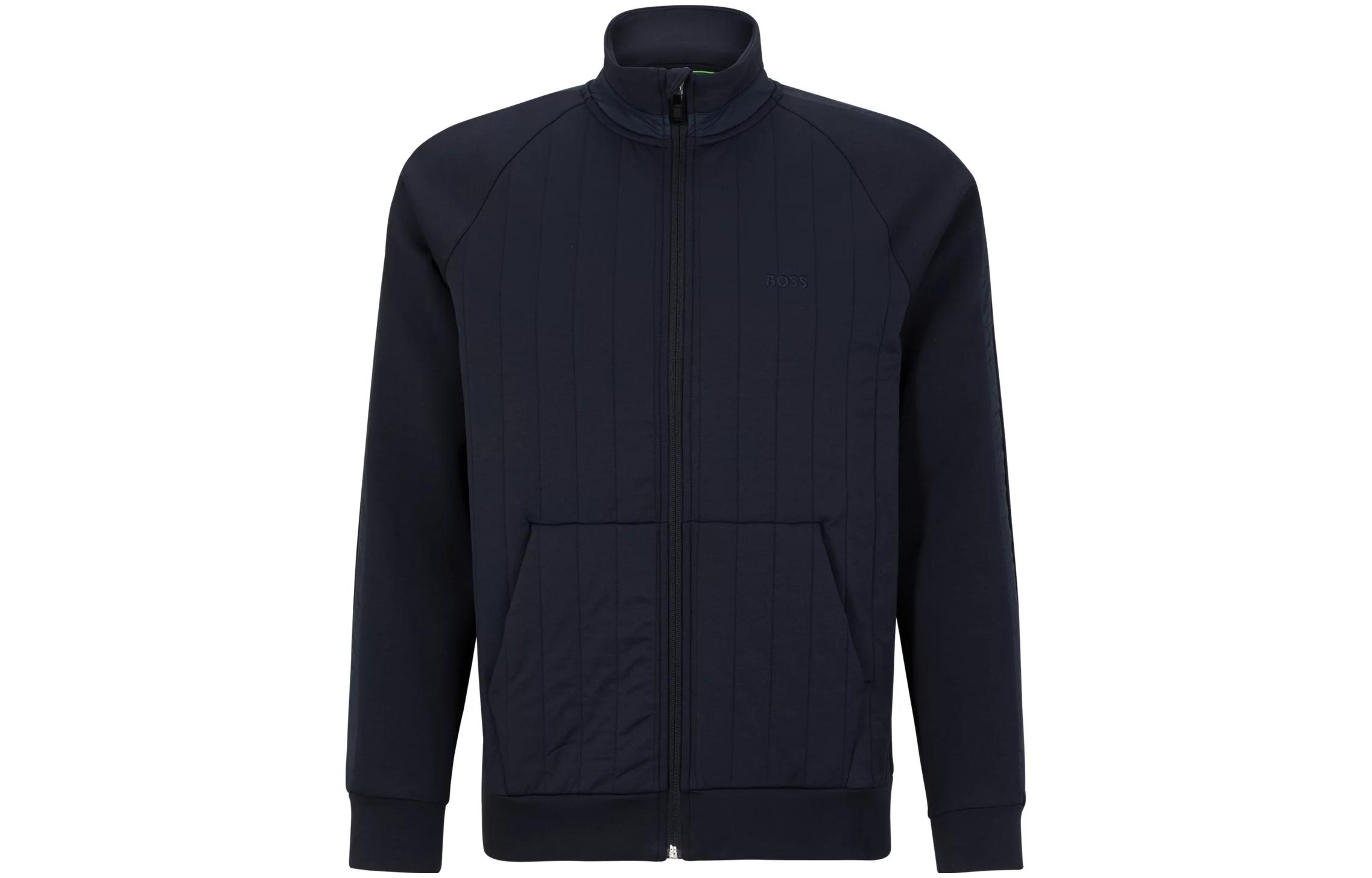 HUGO BOSS SS23 Slim Fit Solid Stand Collar Jacket - Navy Blue 50493481-402