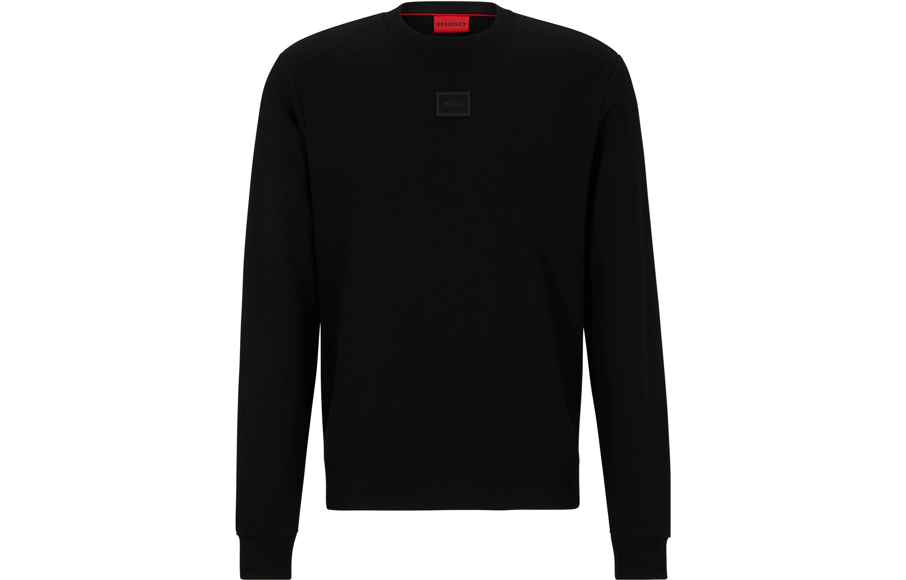 HUGO BOSS SS23 Solid Black Crewneck Long Sleeve Sweatshirt for Men 50495617-001