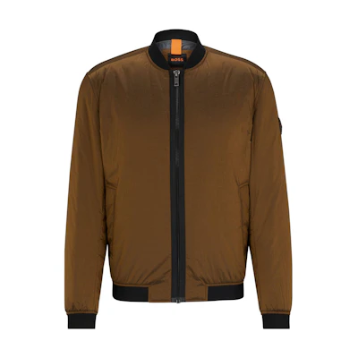 HUGO BOSS SS23 Solid Brown Zip-Up Bomber Jacket 50496479-280