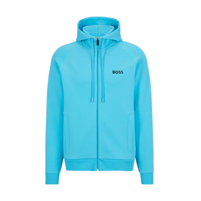 HUGO BOSS SS23 Solid Color Embroidered Zip Hoodie Light Blue 50482888-497